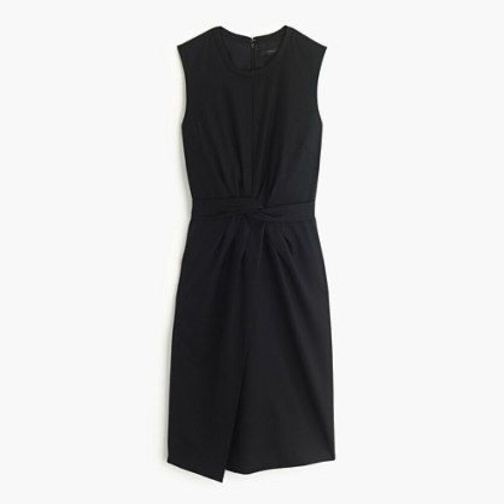 J Crew LBD Black Sleeveless Sheath Dress with Knotted Waist Detail